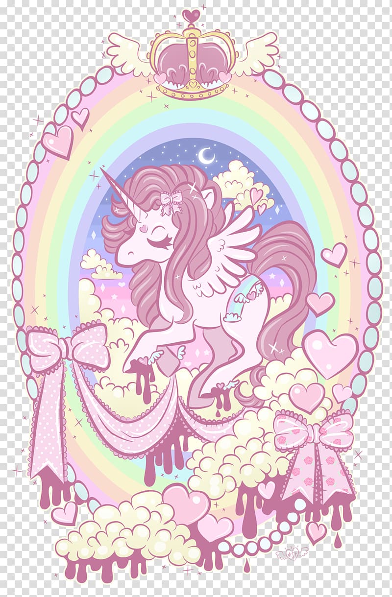 pink unicorn artwork, Lolita fashion Pastel Desktop Drawing, unicorn transparent background PNG clipart