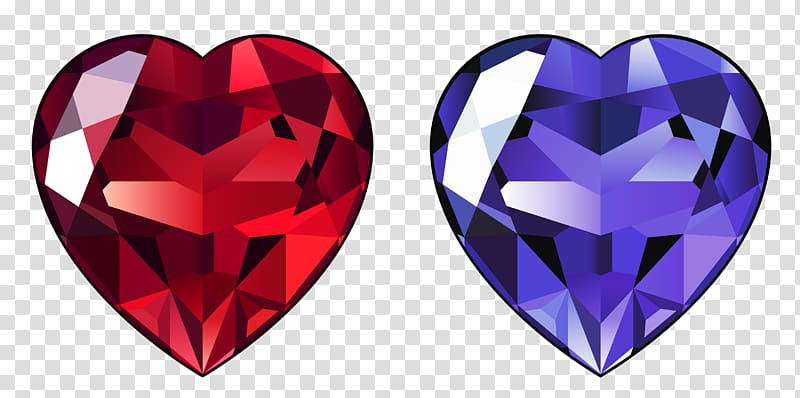 two purple and red heart gemstones illustration, Diamond Gemstone Heart , Diamond Hearts transparent background PNG clipart