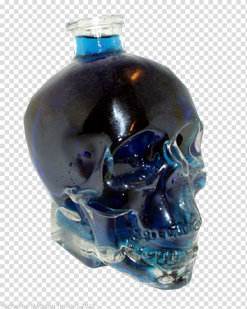 Glass bottle Distilled beverage Cobalt blue Skull, glass transparent background PNG clipart