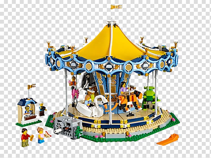 Amazon.com LEGO 10257 Creator Carousel Lego Creator Lego minifigure, gold carousel transparent background PNG clipart