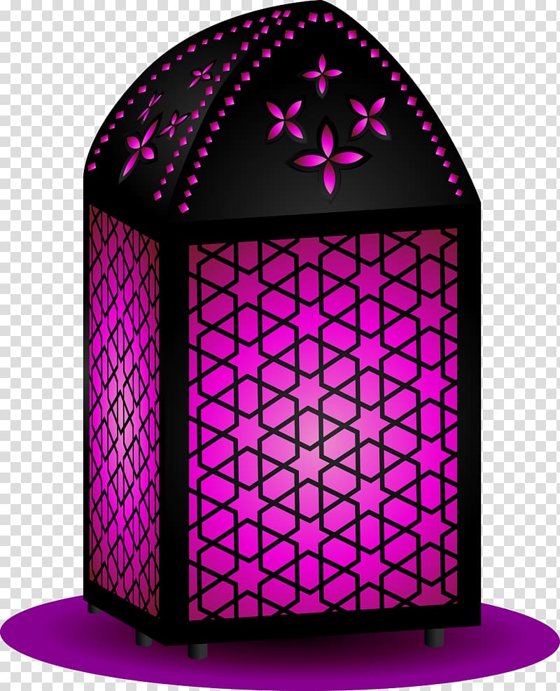 black and pink candle lantern illustration, Eid al-Fitr Eid Mubarak Post Cards Ramadan Greeting & Note Cards, Decorative purple magic lamp transparent background PNG clipart