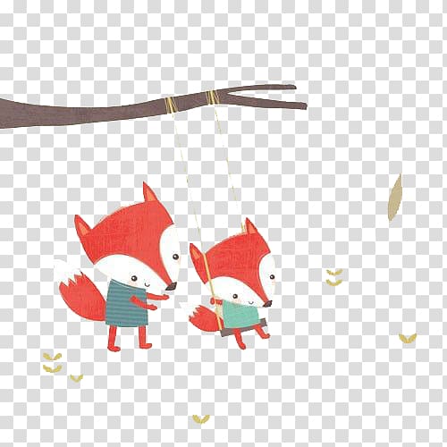 Drawing Art Painting Illustration, Swingin little fox transparent background PNG clipart