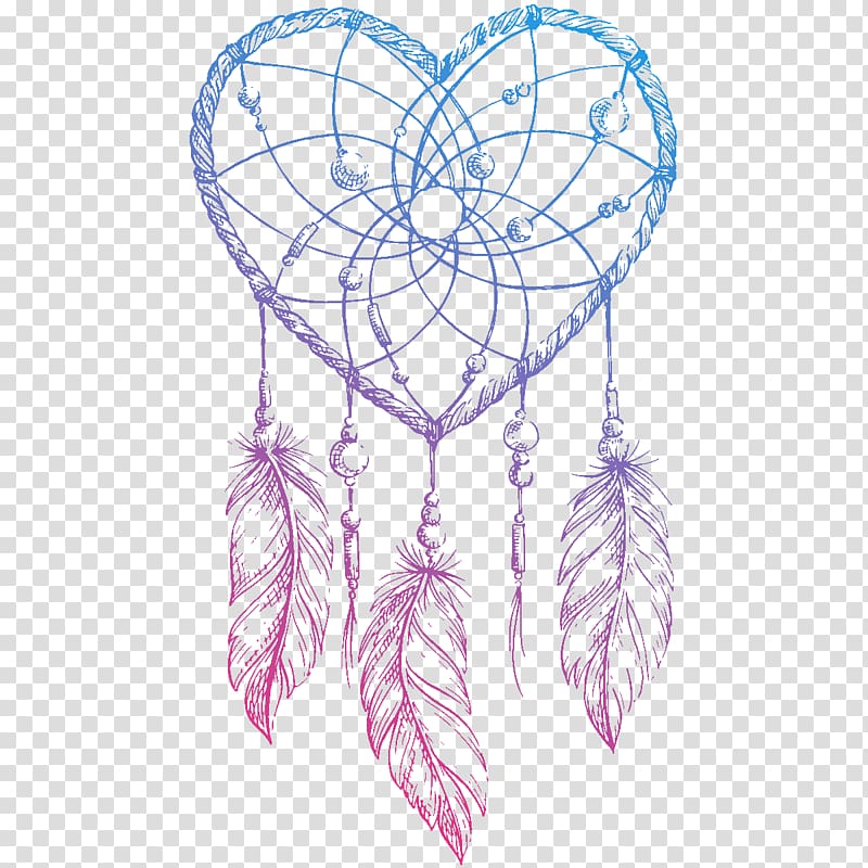 blue and pink heart dreamcatcher illustration, Dreamcatcher Drawing, dreamcatcher transparent background PNG clipart