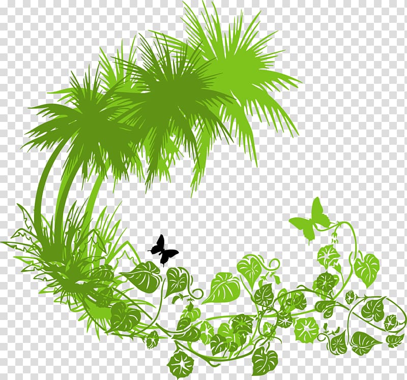 Green, Coconut tree green grass butterfly transparent background PNG clipart