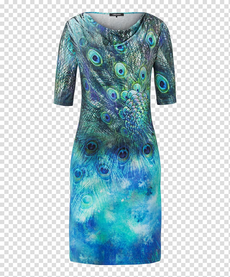 T-shirt Visual arts Sleeve Dress, peacock dress transparent background PNG clipart