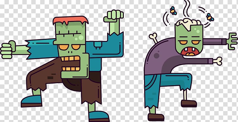 Monster Poster Illustration, cartoon Cute Zombie material transparent background PNG clipart