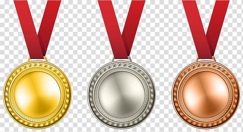 Gold medal Silver medal Award , Medals Set , bronze silver and gold medals transparent background PNG clipart