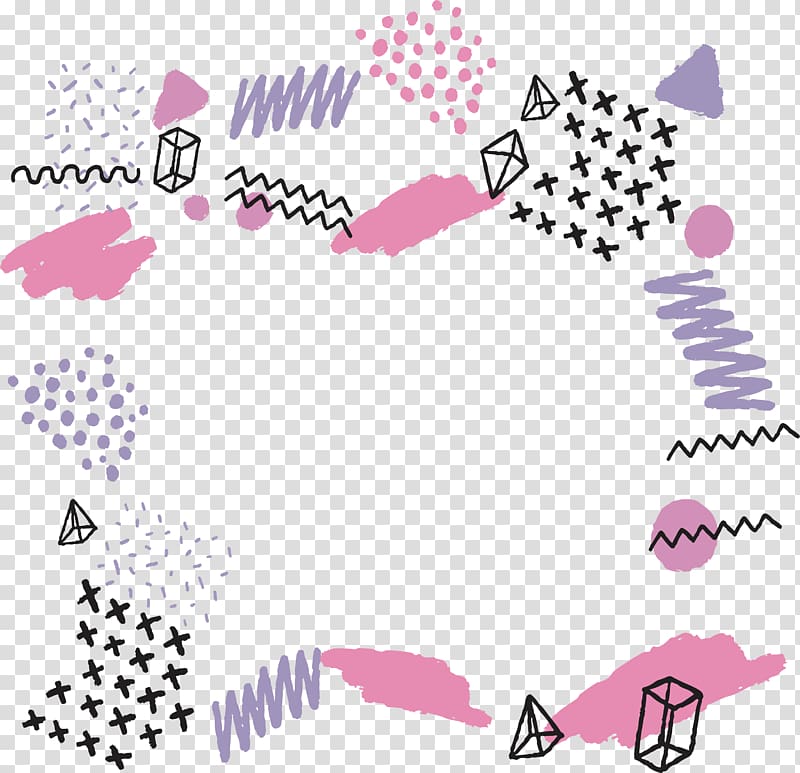pink and black drawing illustration, Pink purple hand-painted geometric patterns transparent background PNG clipart
