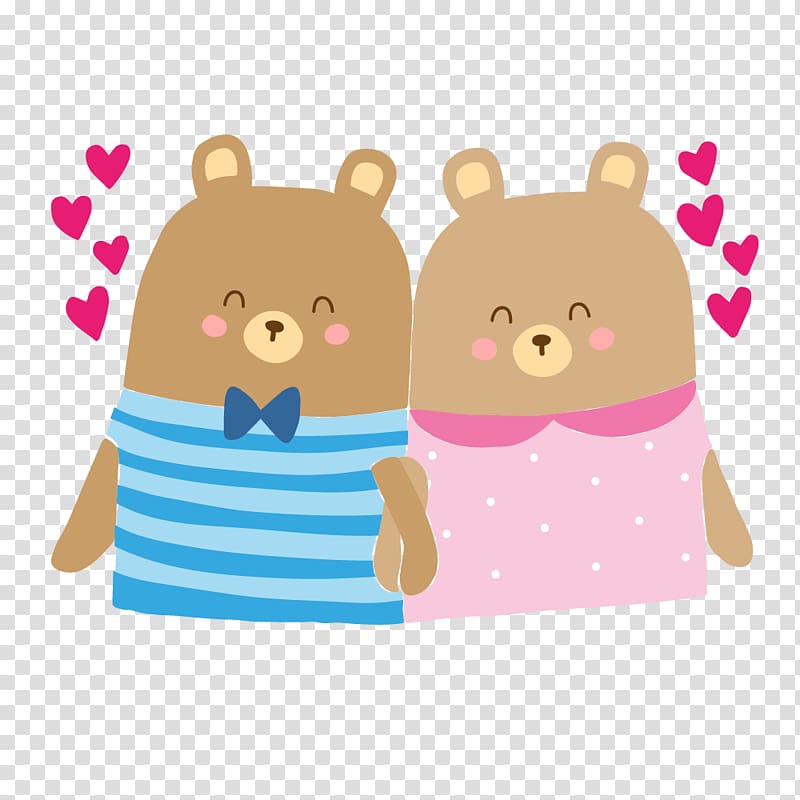 Bear Drawing, Lovely Couple Bears transparent background PNG clipart