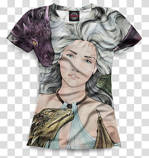 T-shirt Sleeve Illustration Fiction Neck, T-shirt transparent background PNG clipart thumbnail