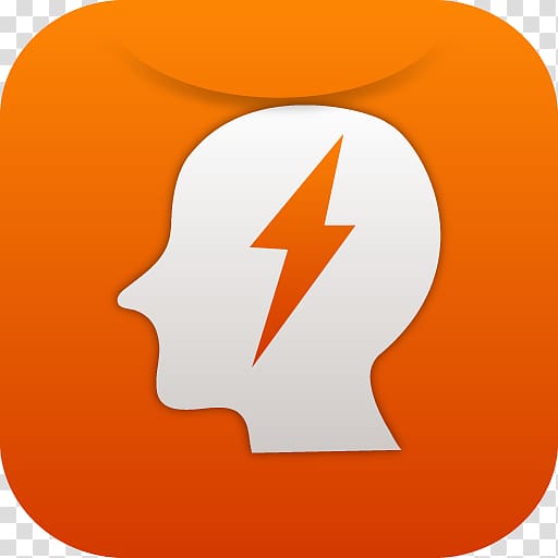 head with lightning bolt , symbol circle orange line, Brainstorming transparent background PNG clipart