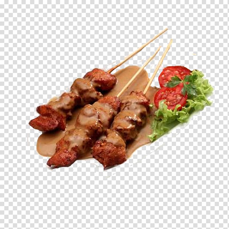 grilled skewered meat, Satay Croquette Frikandel Indonesian cuisine Bitterballen, ketchup transparent background PNG clipart