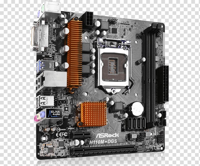 microATX Motherboard LGA 1151 Land grid array ASRock H110M-HDV, others transparent background PNG clipart
