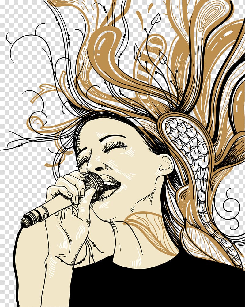 Microphone Karaoke Music , Singing the beauty illustrations transparent background PNG clipart