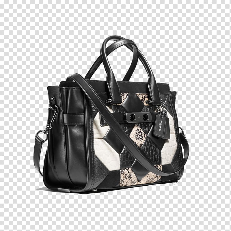 Tapestry Leather Handbag Quilt Swagger, Greens COACH bag pattern transparent background PNG clipart