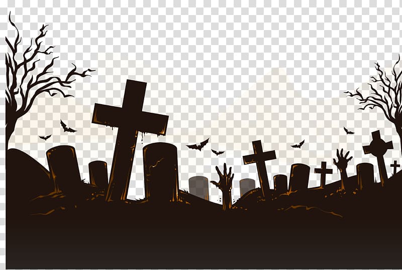 cemetery illustration, Cemetery Icon, Halloween Horror bats decorate graves transparent background PNG clipart