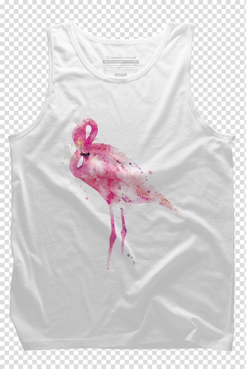 T-shirt Sleeve Top Crew neck, neon flamingo transparent background PNG clipart