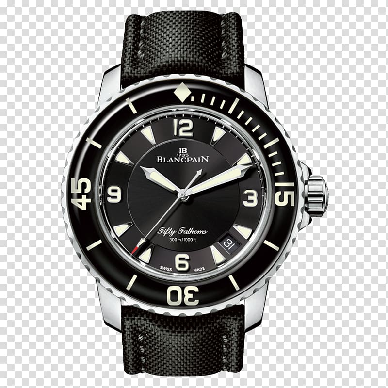 Villeret Rolex Sea Dweller Blancpain Fifty Fathoms Watch, Blancpain Men\'s black sports watch male table transparent background PNG clipart