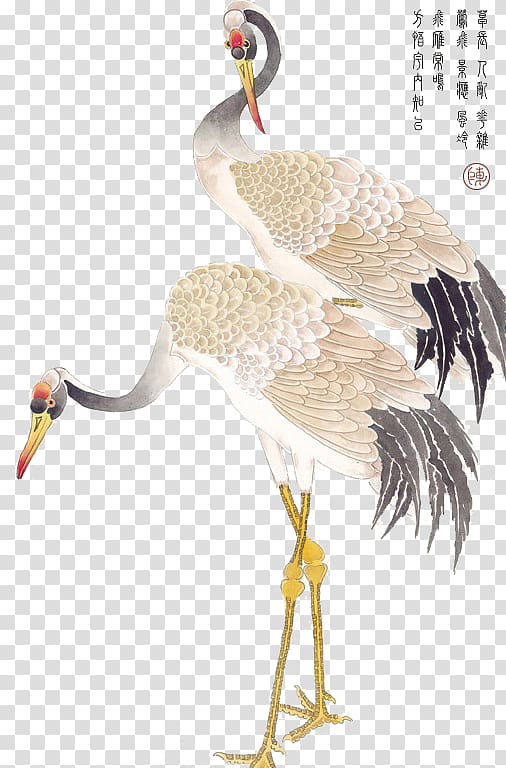 ink red-crowned crane transparent background PNG clipart