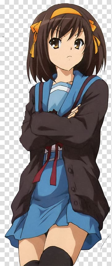 Haruhi Suzumiya Yuki Nagato Kyon Mikuru Asahina Anime, Anime transparent background PNG clipart