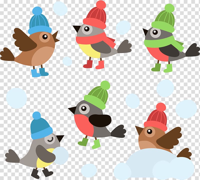 Bird Hat Euclidean , cartoon bird with a winter hat transparent background PNG clipart