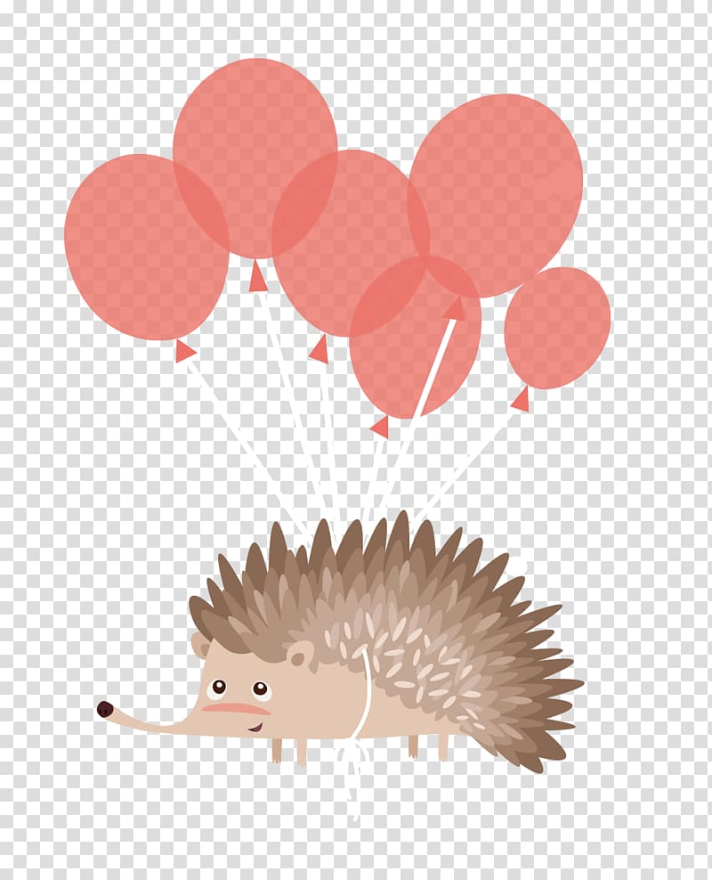 Hedgehog Birthday cake Cartoon, With balloons fly hedgehog transparent background PNG clipart