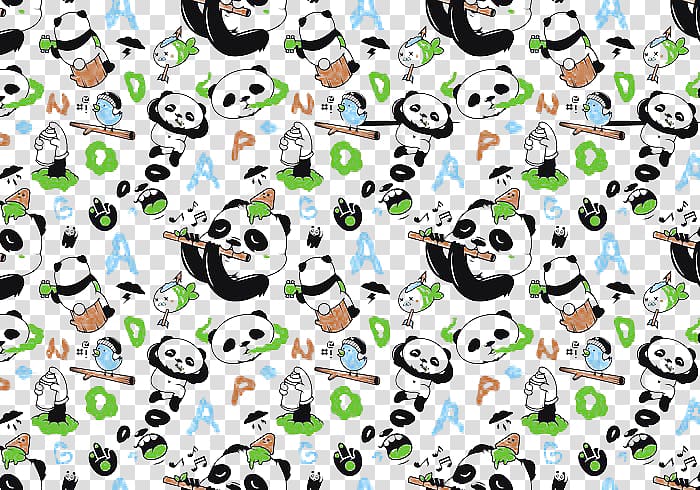 Giant panda Bear Pattern, Seamless panda pattern transparent background PNG clipart