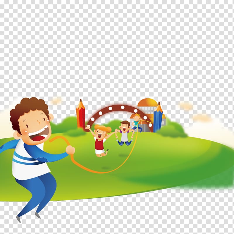Skipping rope Cartoon Illustration, Skipping children transparent background PNG clipart