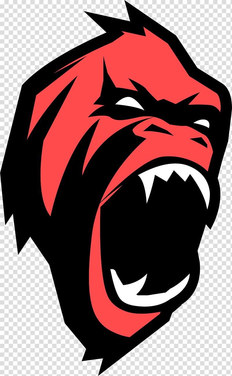 red gorilla logo, Western gorilla Ape Monkey , Cartoon gorilla Avatar transparent background PNG clipart
