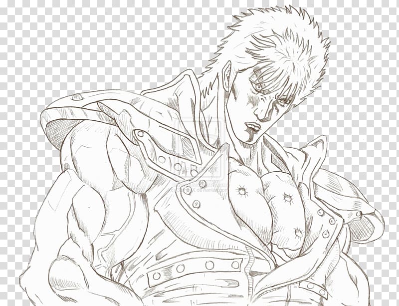 Kenshiro Line art Drawing Coloring book Sketch, Anime transparent background PNG clipart