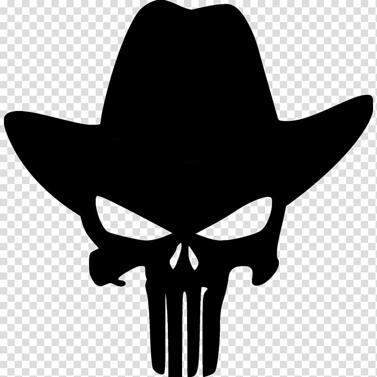 Punisher Human skull symbolism Cowboy Decal, skull transparent background PNG clipart