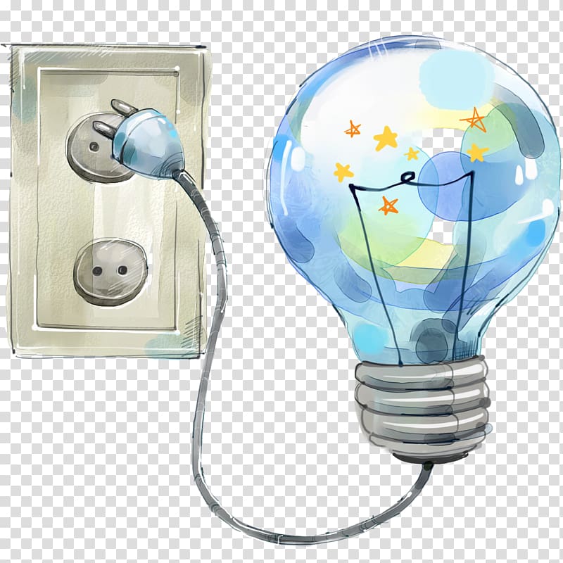 Watercolor painting Cartoon Illustration, light bulb transparent background PNG clipart
