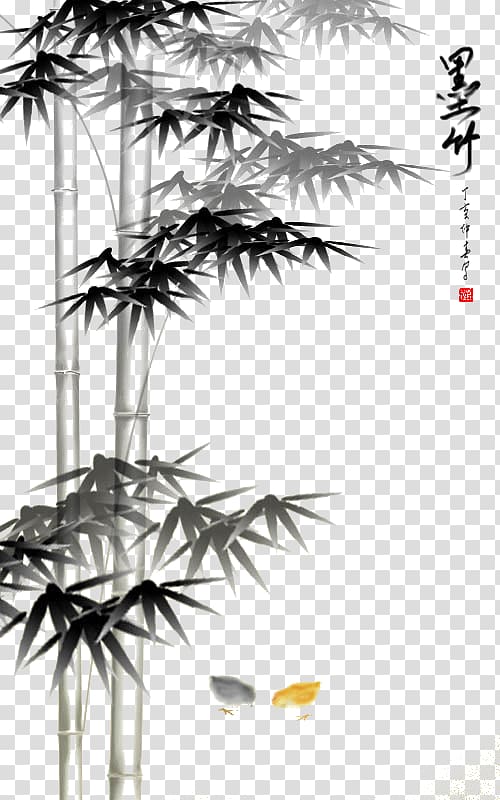Mozhu Bamboo Inkstick Paper Four Gentlemen, Hand-painted bamboo transparent background PNG clipart