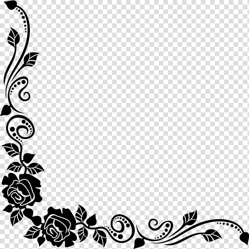 Free: Round black and white floral border, Flower Borders and