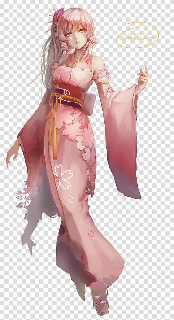 Japanese cartoon anime girl in a kimono dress... - Stock Illustration  [102064932] - PIXTA