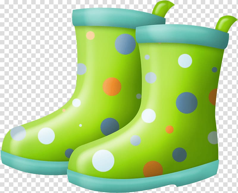 green-and-multicolored polka-dot rain boots, Kids Rain Boots transparent PNG clipart |