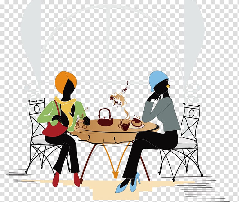 Latte Coffee Cafe , Hand-painted banquet tables and chairs transparent background PNG clipart