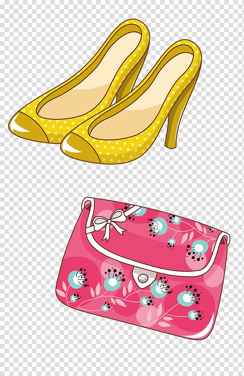 Shoe Clothing Drawing Handbag High-heeled footwear, Women Clothing Cartoons transparent background PNG clipart