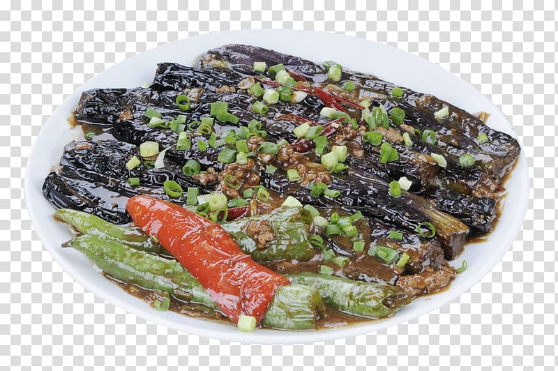 Vegetarian cuisine Eggplant Asian cuisine Vegetable, Grilled eggplant pepper transparent background PNG clipart