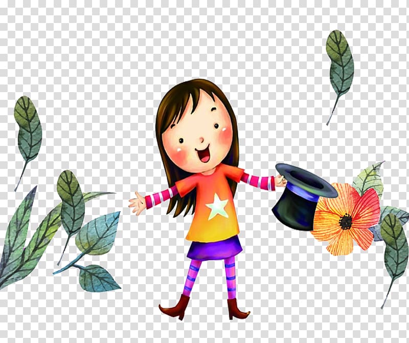 Childhood YouTube Cartoon , Magic girl happy flowers transparent background PNG clipart