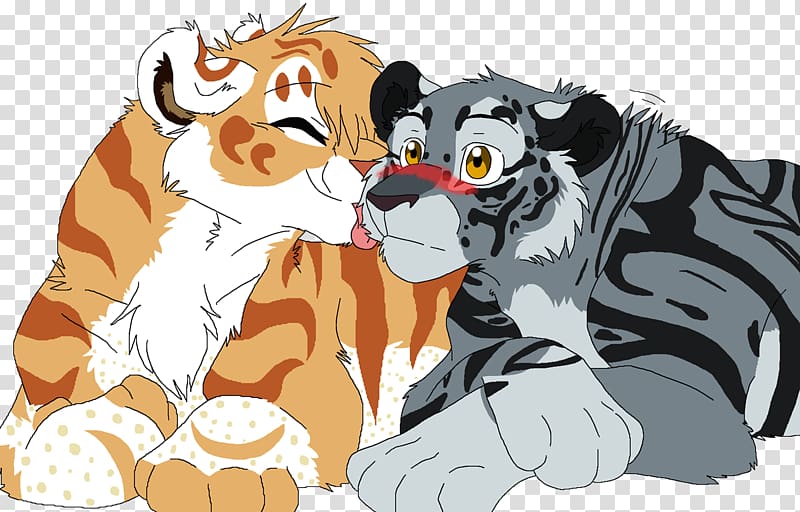 Tiger Gray wolf Kiss Wolf Girl and Black Prince Drawing, tiger transparent background PNG clipart