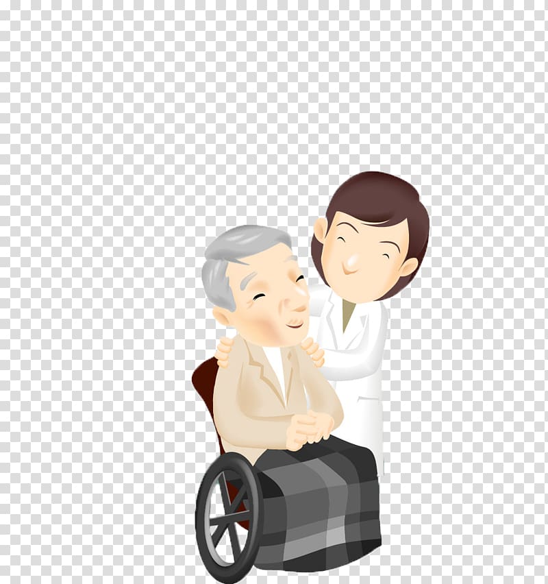 Old age Earwax Disease, A grandfather on a wheelchair transparent background PNG clipart