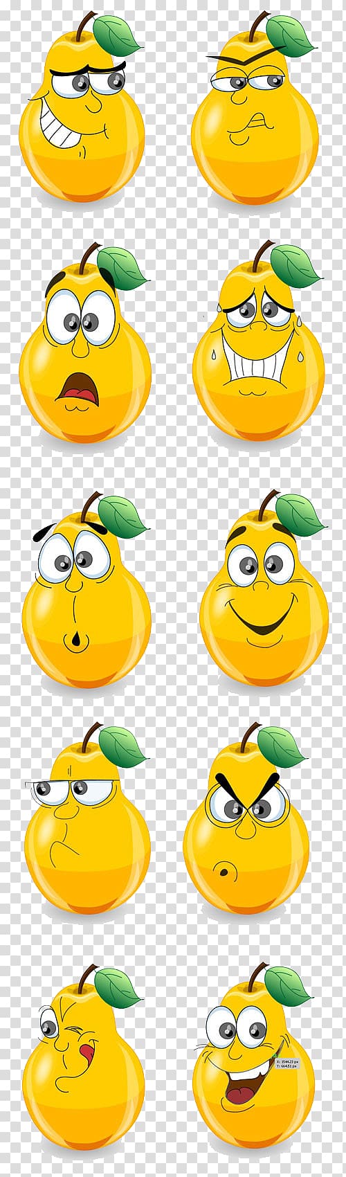 Cartoon Pear Facial expression Drawing, Cartoon pears expression material transparent background PNG clipart