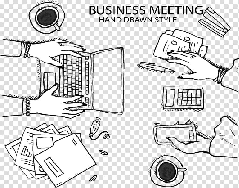 Meeting Sketch, Hand-painted two business meeting transparent background PNG clipart
