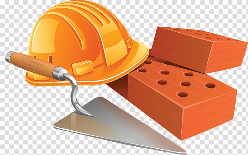 helmet and trowel illustration, Bricklayer Architectural engineering Trowel Building Illustration, Construction industry tools transparent background PNG clipart