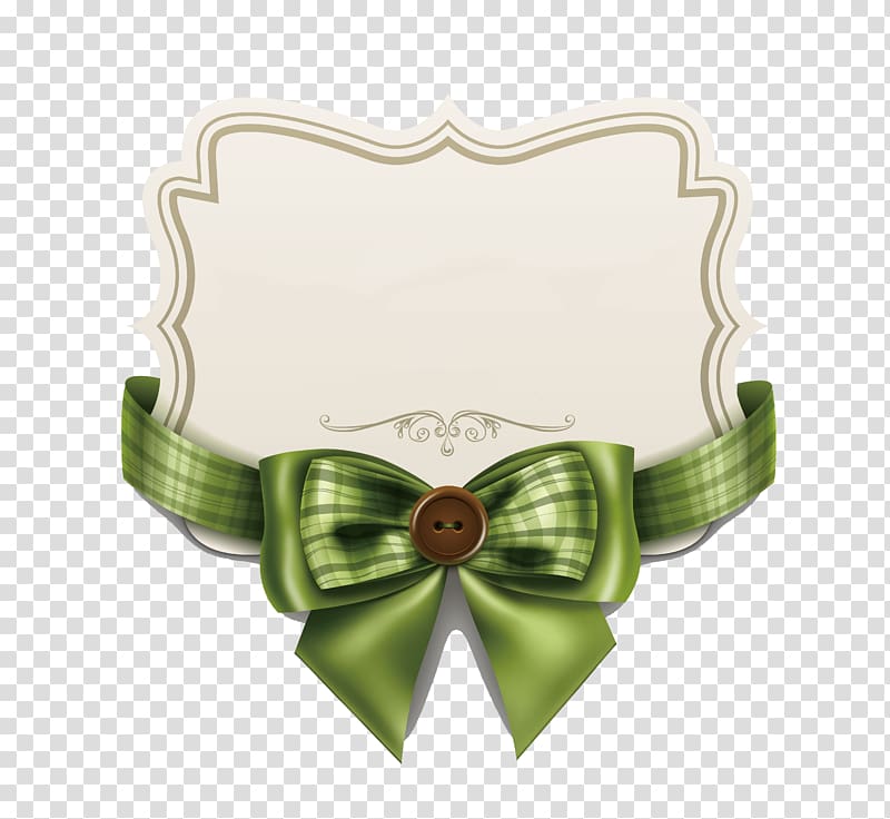 green ribbon illustration, Ribbon Label , Green ribbon bow card material transparent background PNG clipart