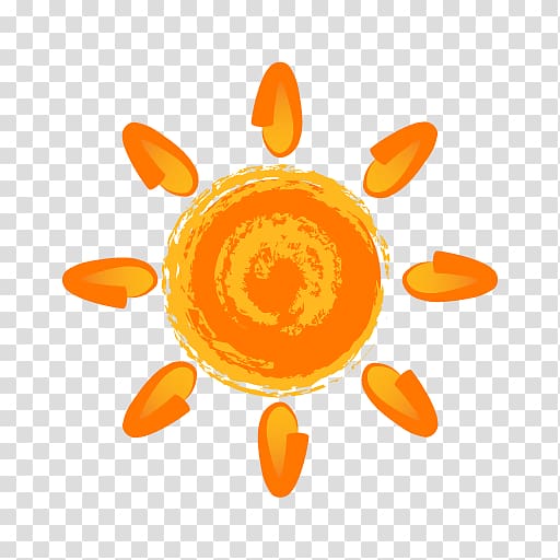 sun painting , Painting Sun Icon, Hand painted orange sun transparent background PNG clipart