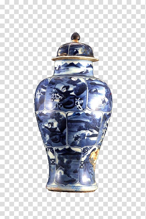Vase Ceramic Cobalt blue Blue and white pottery Urn, Japanese Vase transparent background PNG clipart