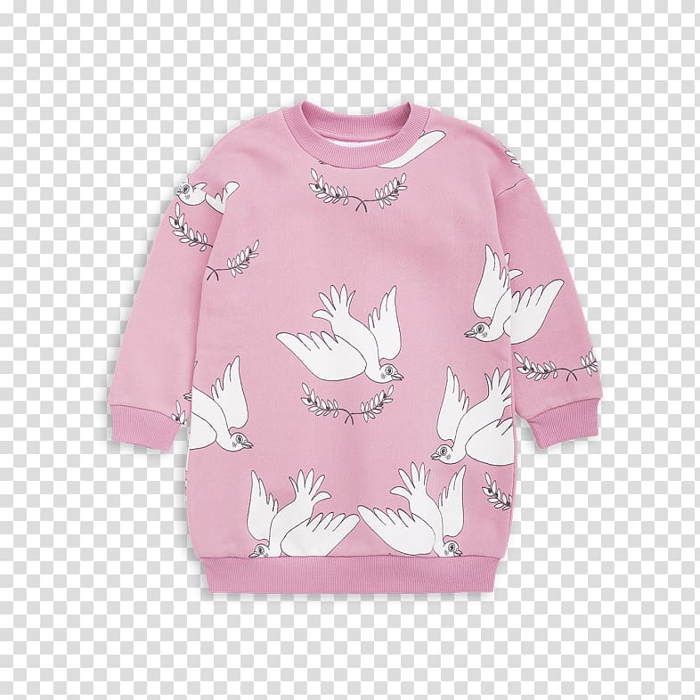 Sleeve T-shirt Sweater MINI RODINI Girls Pink Peace Sweatshirt Dress, pink letter t miniture transparent background PNG clipart