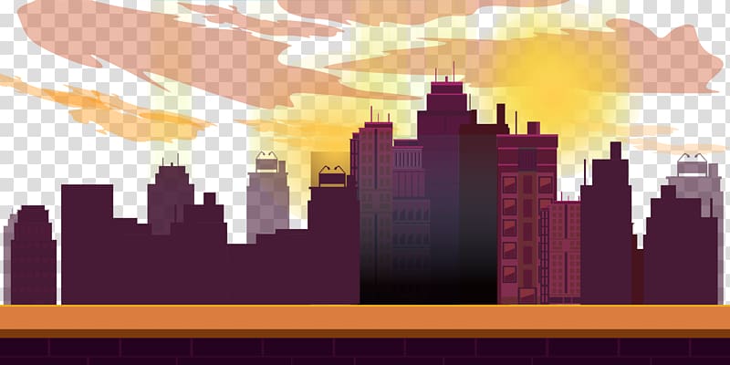 City Sunset, Purple sunset City transparent background PNG clipart